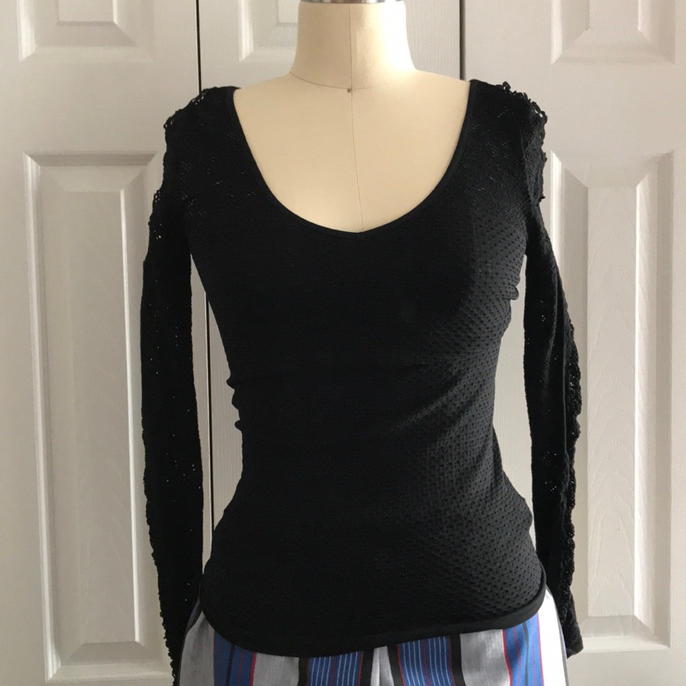 BEBE black tight stretchy long sleeve top